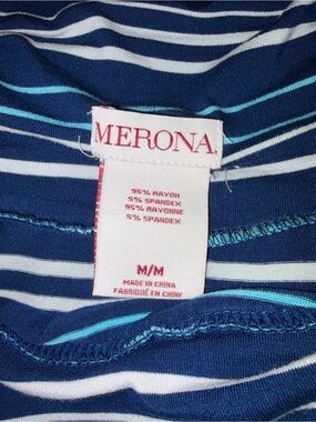 Merona Navy, White & Aqua Striped Maxi Skirt